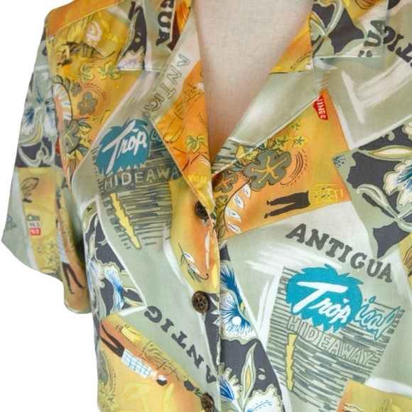 Vintage Island Traders Short Sleeve‎ Button Down Tropical Rayon Shirt, Small - Picture 3 of 7